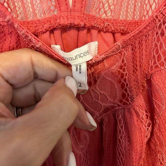 Maurices Womens Tank Top Size 2X pink lace Modal Spring dainty Y2K summer femini - Picture 6 of 11